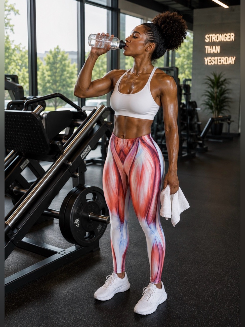 💪 Muscle Anatomy Leggings - Pink & White - (size in measurements)